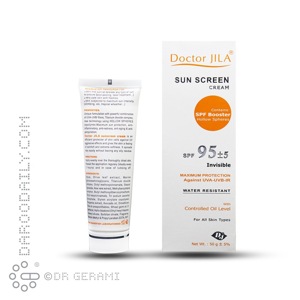 کرم ضد آفتاب بی رنگ SPF95 دکتر ژیلا 50 گرمی