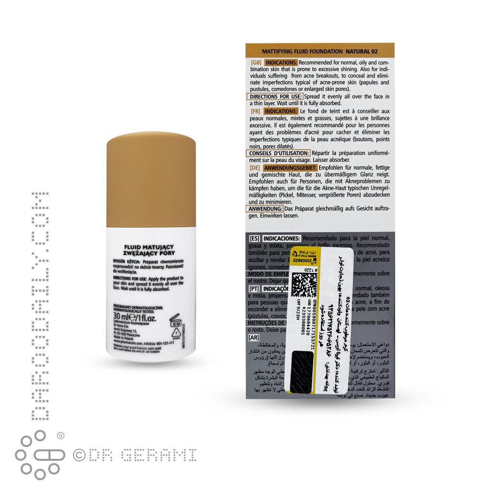 فلوئید مات کننده طبیعی SPF25 فارماسریز شماره 02