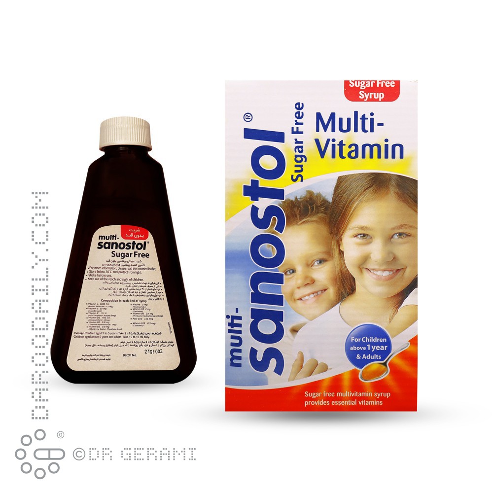 شربت مولتی ویتامین بدون قند مولتی سانستول 155 میلی لیتری
