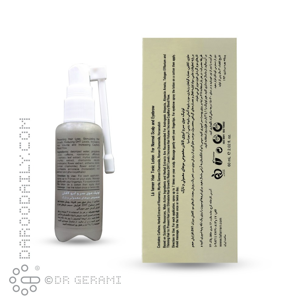 تونیک تقویت کننده ابرو و موی سر معمولی و نازک لافارر 60 میلی لیتری