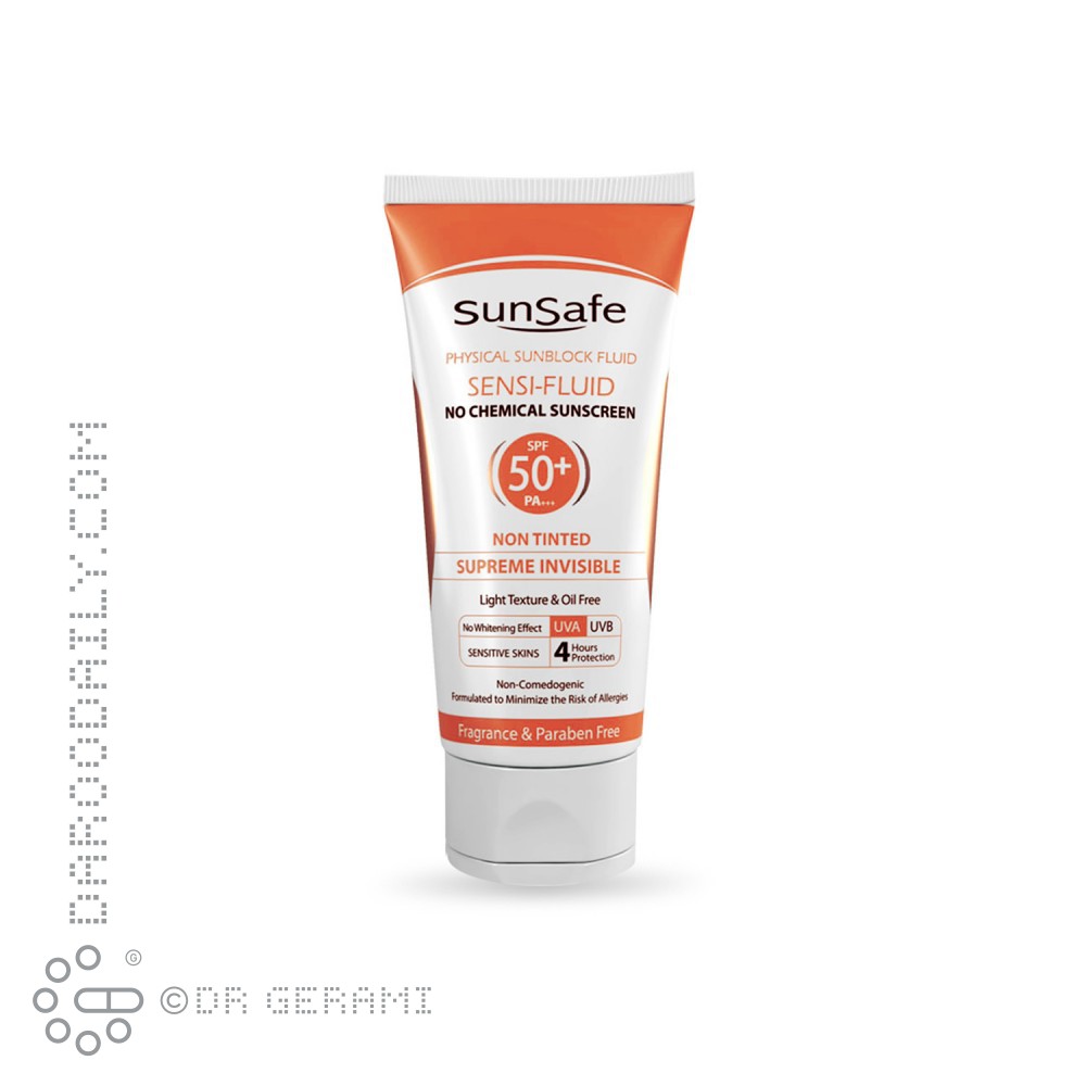 کرم ضد آفتاب مدل سنسی فلوئید فیزیکال SPF50 سان سیف 50 میلی لیتری