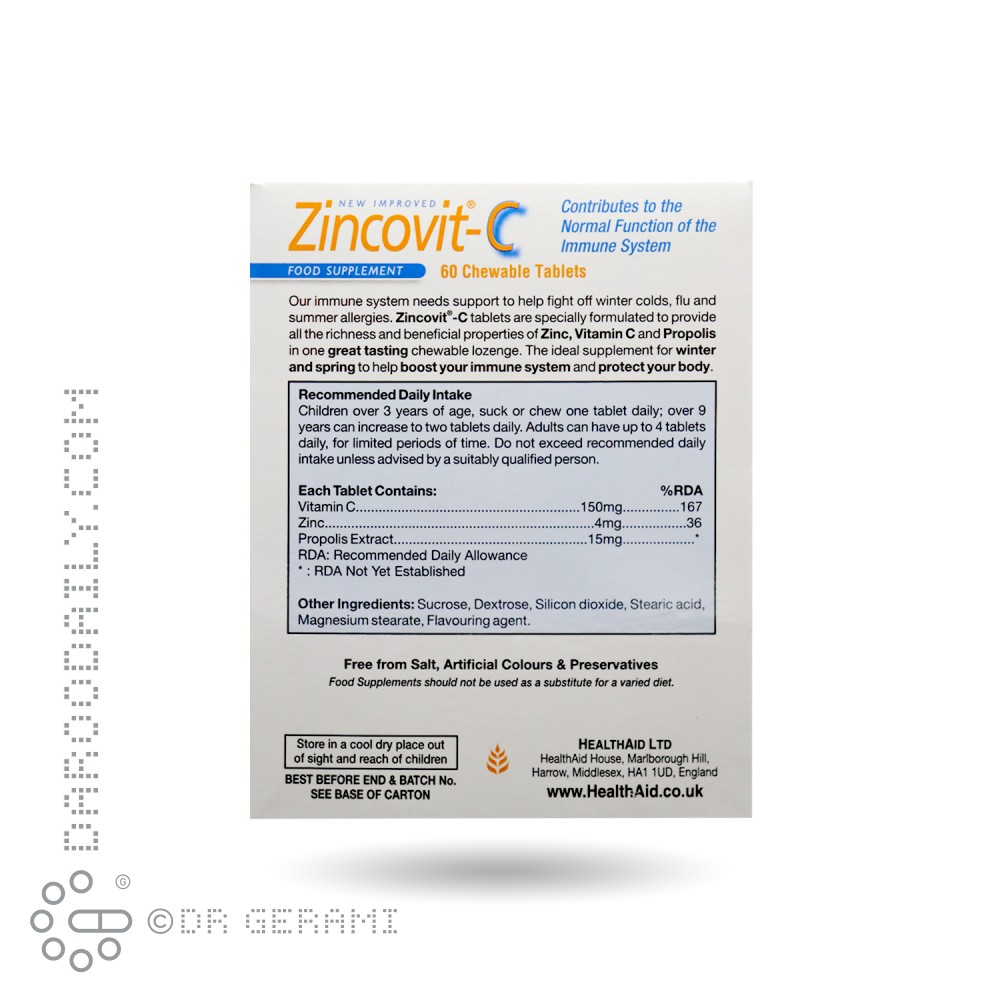 قرص جویدنی زینکوویت-C هلث اید 60 عددی