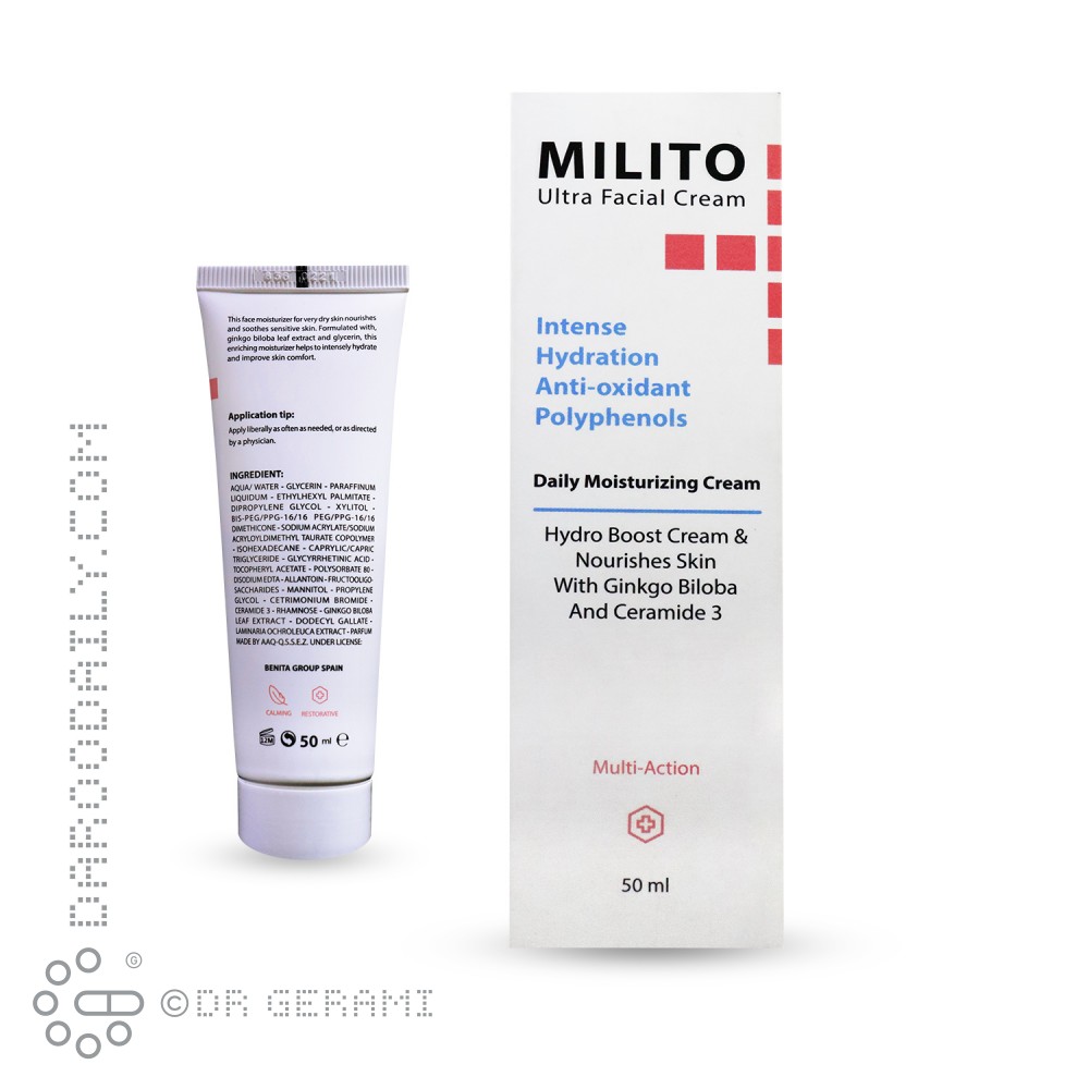 کرم مرطوب کننده پوست چرب میلیتو ۵۰ میلی لیتری