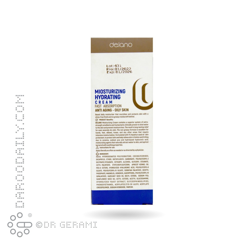 کرم آبرسان پوست چرب فاقد چربی دلانو 50 میلی لیتری