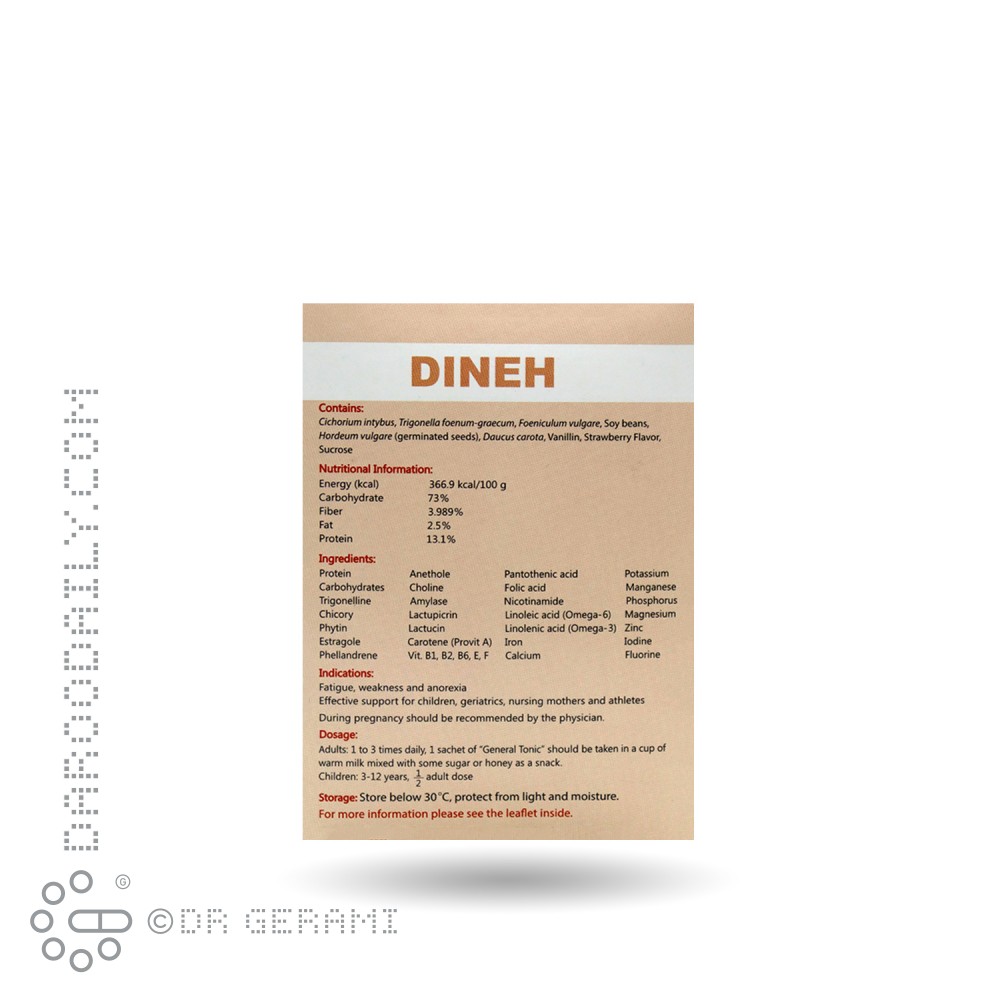 پودر جنرال تونیک با طعم توت فرنگی دینه 20 عددی