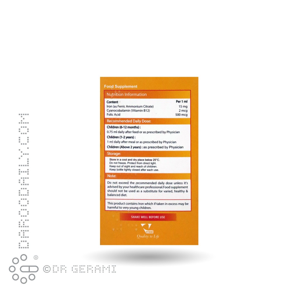 قطره آهن کودکان ویتاگلوبین ویتان ۳۰ میلی لیتری