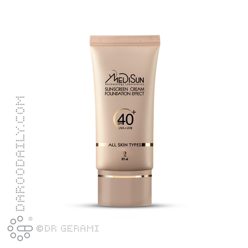 کرم ضد آفتاب کرم پودری کاراملی پوست خشک SPF 40 مدیسان 30 میلی لیتری