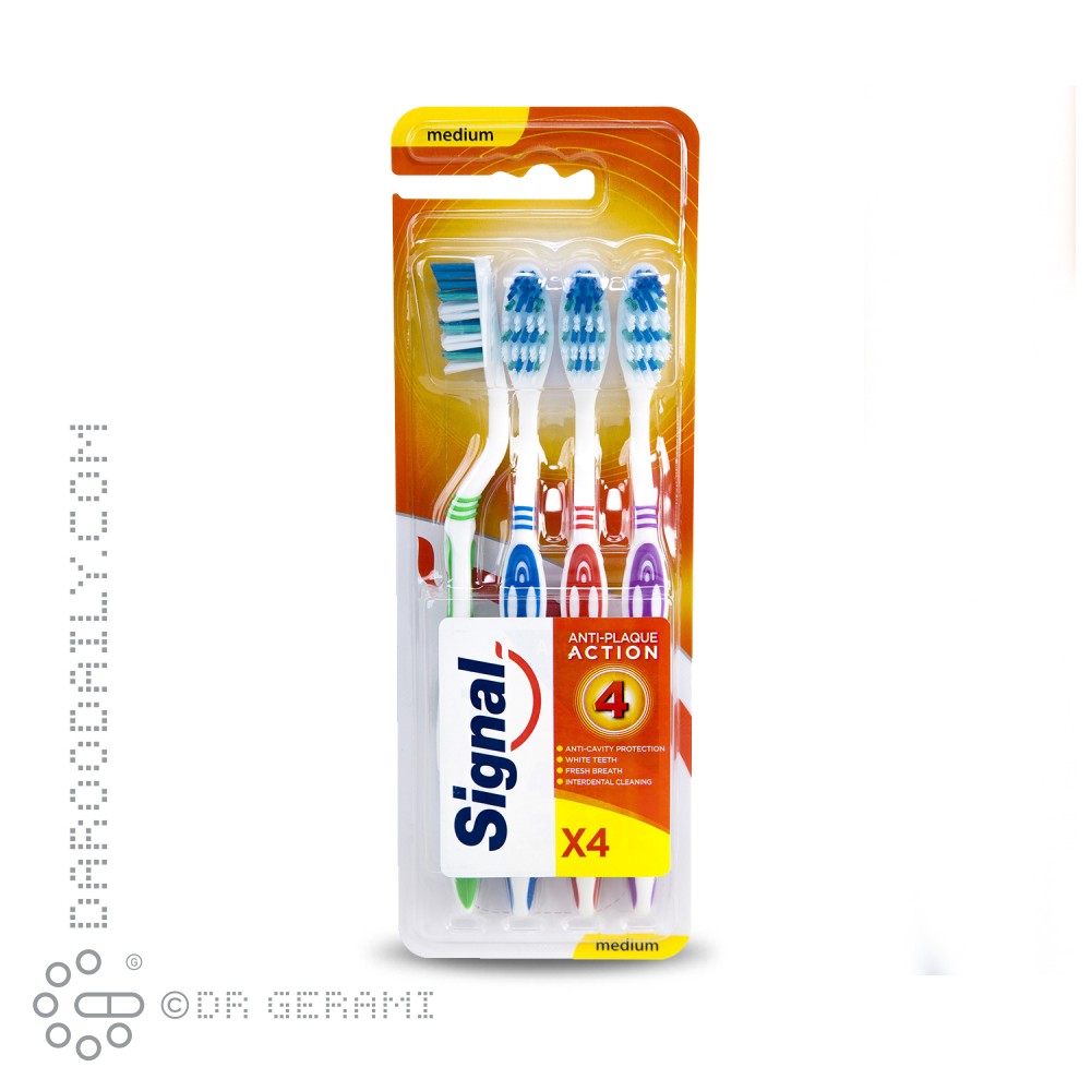 مسواک بزرگسال با برس متوسط مدل Anti Plague سیگنال ۴ عددی