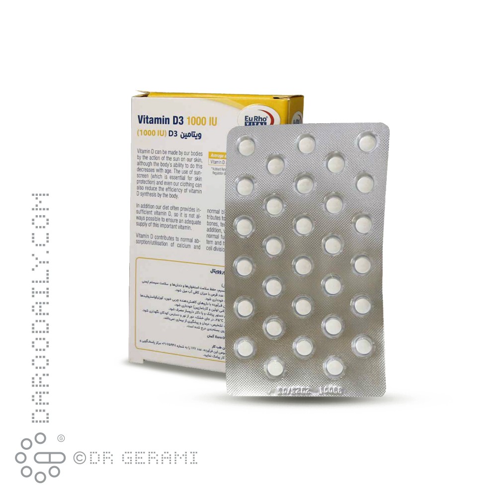 قرص 1000 واحدی ویتامین D3 یوروویتال 60 عددی