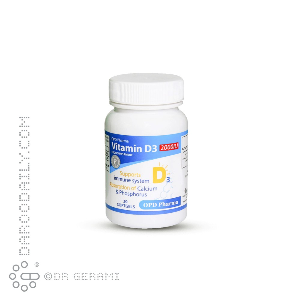 سافت ژل 2000 واحدی ویتامین D3 او پی دی فارما 60 عددی