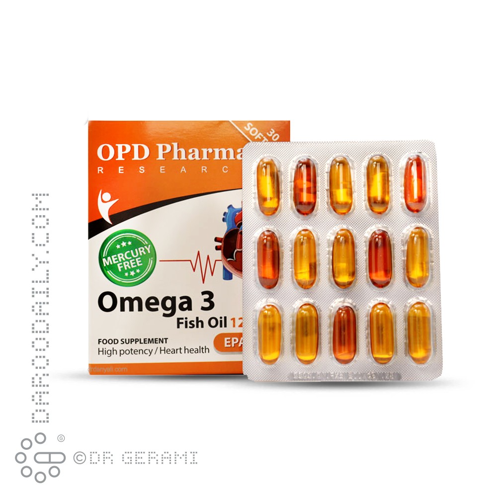 سافت ژل امگا 3 روغن ماهی 1250 میلی گرمی او پی دی فارما 30 عددی