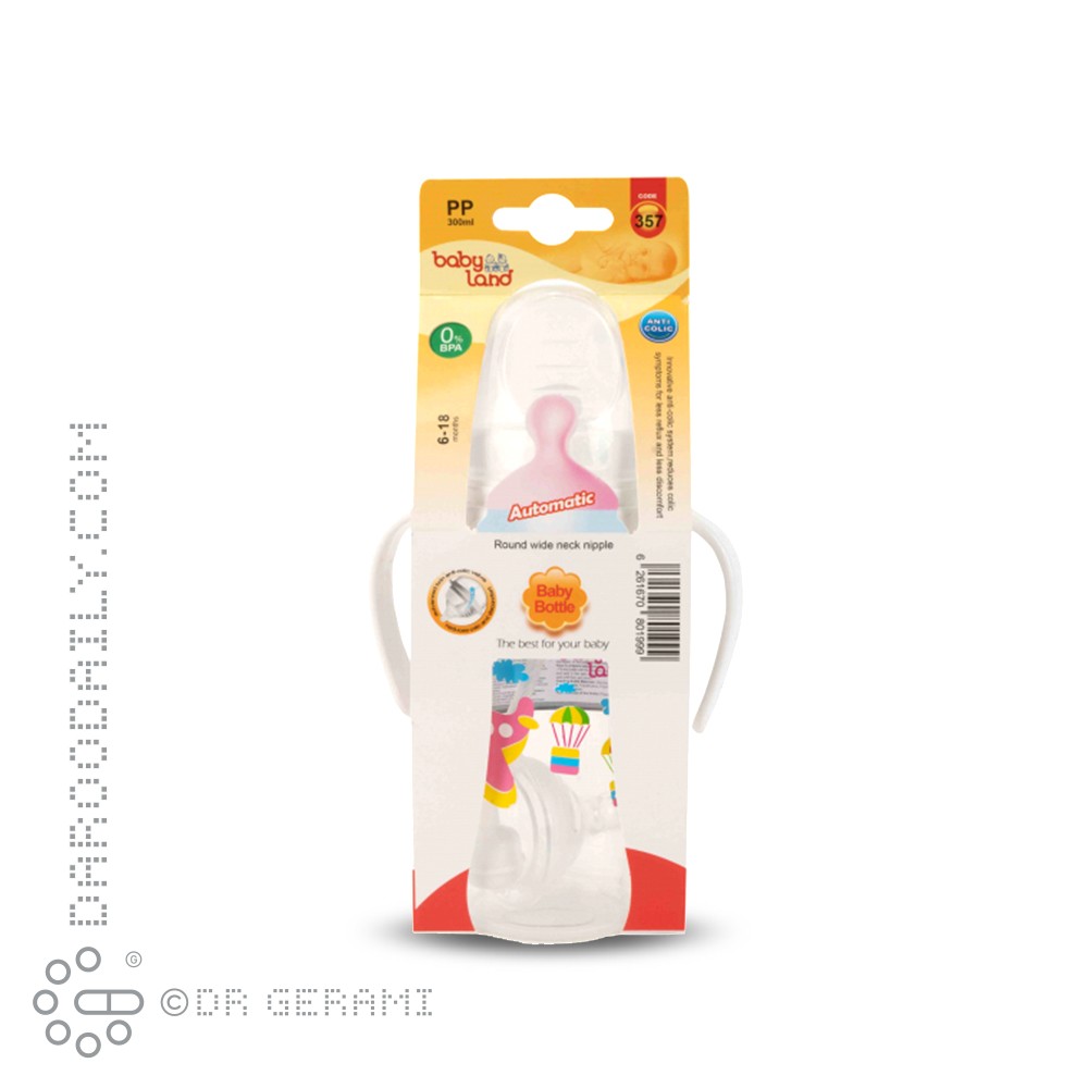 شیشه شیر اتومات دهانه عریض بی بی لند 300 میلی لیتری کد 357