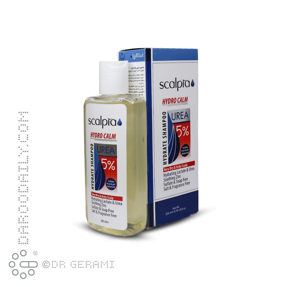 شامپو پوست و موی سر بسیار خشک اوره 5 درصد اسکالپیا 200 میلی لیتری