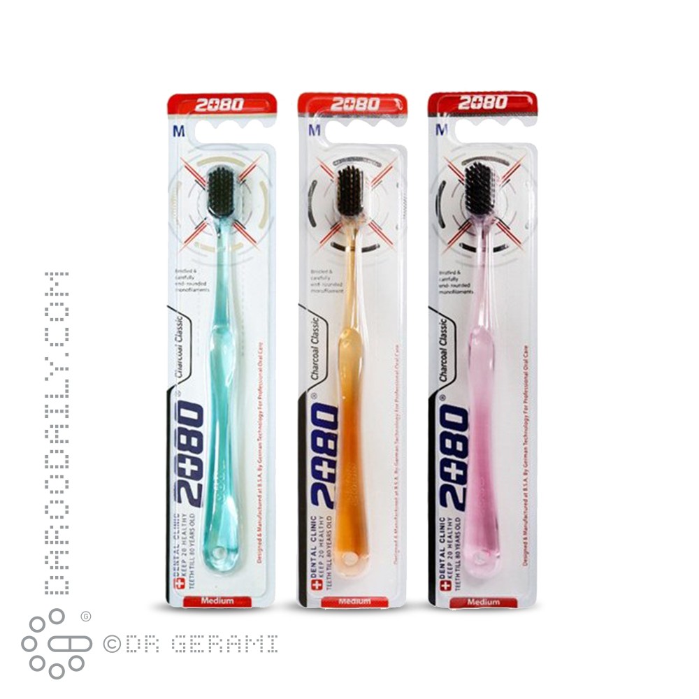 مسواک بزرگسال با برس متوسط مدل ذغالی کلاسیک 2080