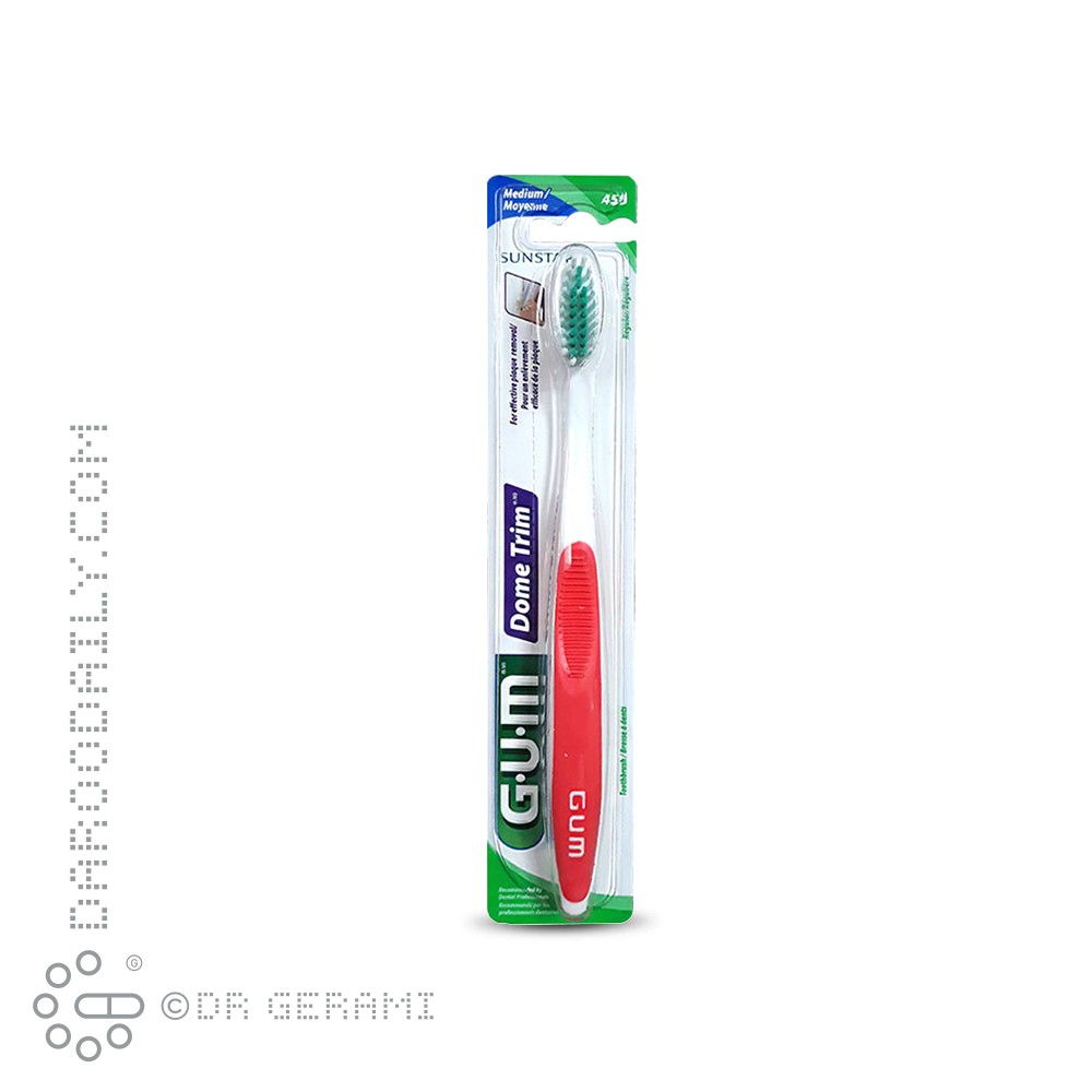 مسواک بزرگسال با برس متوسط مدل Dome Trim جی یو ام کد 458