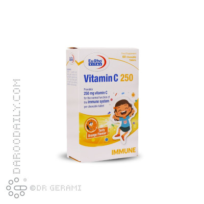 قرص جویدنی 250 میلی گرمی ویتامین C یوروویتال 60 عددی