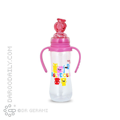 شیشه شیر کلاسیک عروسکی فندقی با طرح اردک صورتی بی بی لند 240 میلی لیتری کد 508