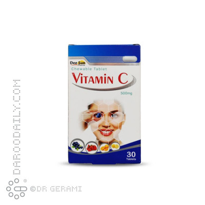 قرص جویدنی 500 میلی گرمی ویتامین C با طعم بلوبری دی سان فارما 30 عددی