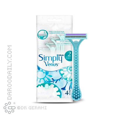 خود تراش آبی دو لبه بانوان مدل Simply Venus ژیلت 4 عددی