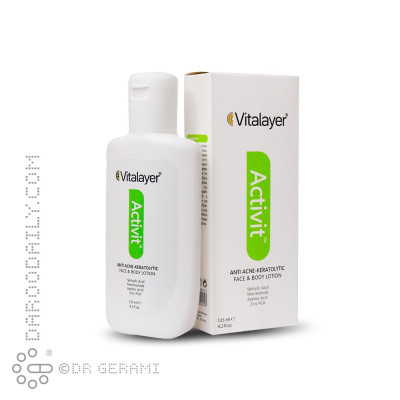 لوسیون ضد جوش و لایه بردار صورت و بدن مدل Activit ویتالیر 125 میلی لیتری