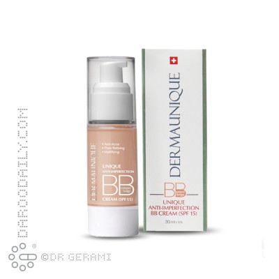 بی بی کرم بژ طبیعی ضد جوش و بهبود دهنده پوست چرب SPF15 درمایونیک 30 میلی لیتری