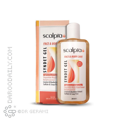 ژل شوینده غیر صابونی روشن کننده صورت و بدن اسکالپیا 200 میلی لیتری