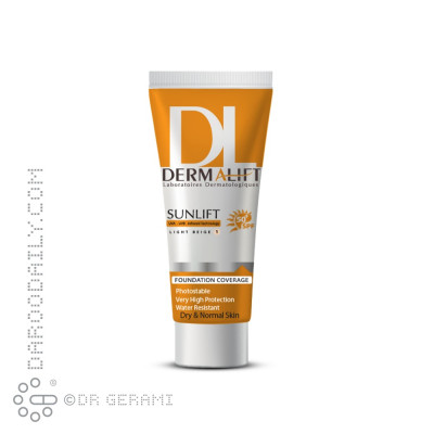 ضد آفتاب کرم پودری بژ روشن پوست خشک مدل Sunlift با SPF50 درمالیفت شماره 1