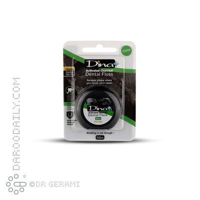 نخ دندان زغالی دینا پلاس ۵۰ متری