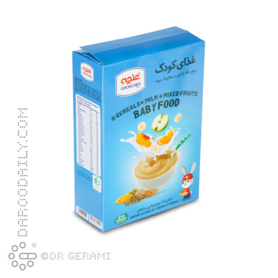 غذای کودک پنج غله با شیر و مخلوط پنج میوه غنچه ۲۵۰ گرمی
