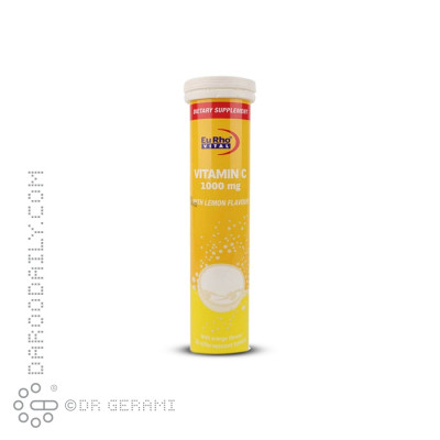 قرص جوشان 1000 میلی گرمی ویتامین C لیمویی یوروویتال ۲۰ عددی