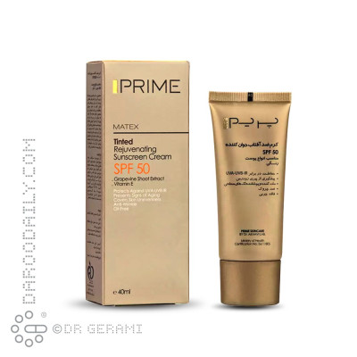 کرم ضد آفتاب رنگی جوان کننده فاقد چربی SPF50 پریم 40 میلی لیتری