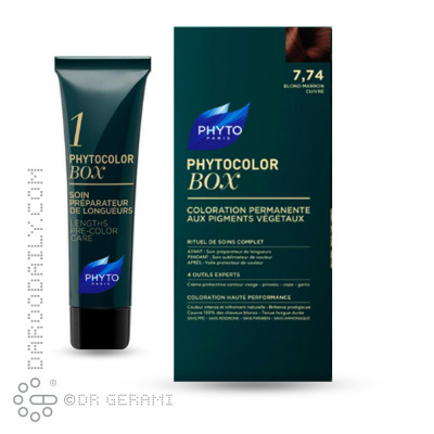 پک رنگ موی بلوند قهوه ای مسی مدل Phytocolor Box فیتو شماره 7.74