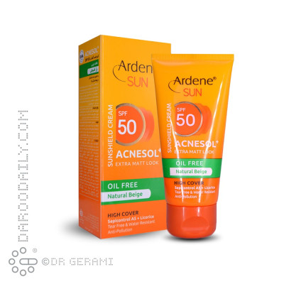 کرم ضد آفتاب بژ طبیعی پوست چرب فاقد چربی مدل Acnesol+ با SPF50 آردن ۵۰ میلی لیتری