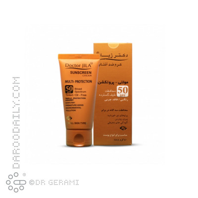 کرم ضد آفتاب رنگی فاقد چربی SPF50 دکتر ژیلا ۵۰ میلی لیتری