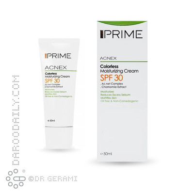 کرم مرطوب کننده بی رنگ پوست چرب فاقد چربی SPF30 پریم 50 میلی لیتری