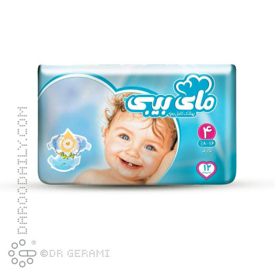 پوشک کودک آبی سری مهربان با پوست سایز 4 مای بیبی 12 عددی