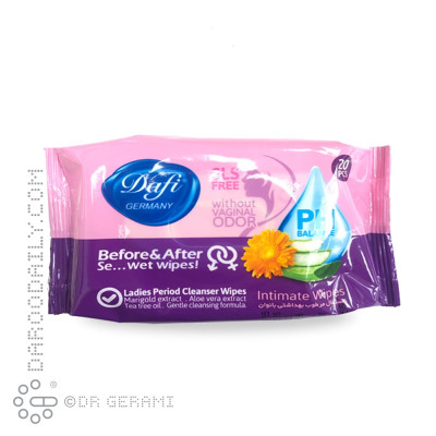 دستمال مرطوب بهداشتی بانوان دافی 20 عددی