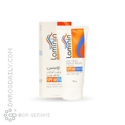 کرم ضد آفتاب بی رنگ پوست معمولی و چرب فاقد چربی SPF60 لامینین 50 میلی لیتری
