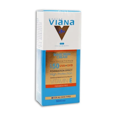 کرم ضد آفتاب رنگی ویانا شماره SPF50 1 مناسب انواع پوست 50 میلی لیتر