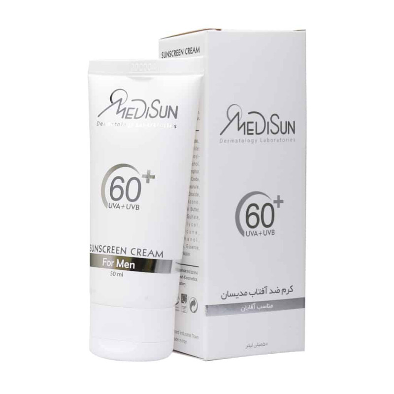 کرم ضد آفتاب SPF60+ مدیسان مناسب آقایان 50 میلی لیتر