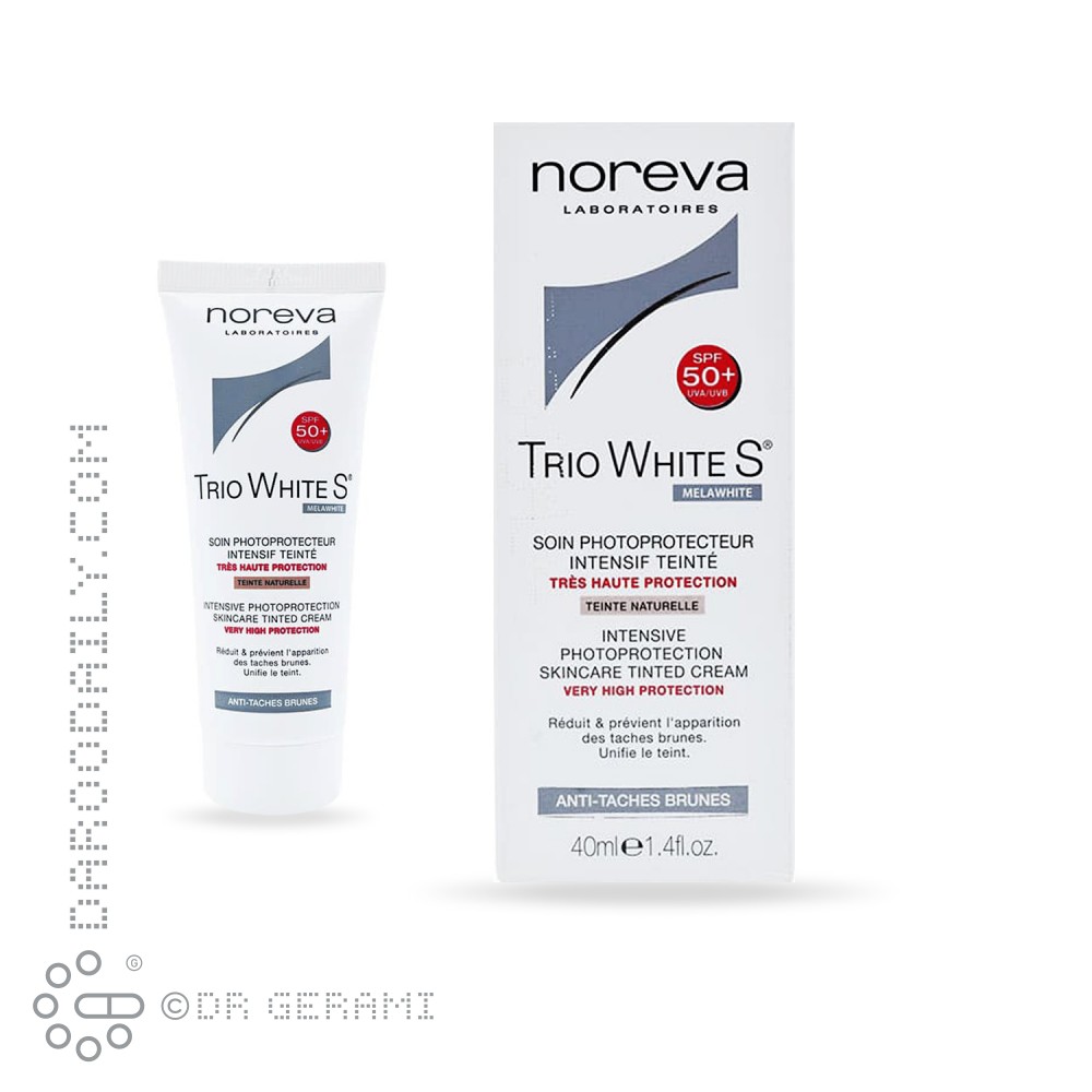 کرم ضد آفتاب رنگی تریو وایت اس SPF 50 نوروا 40 میلی لیتری