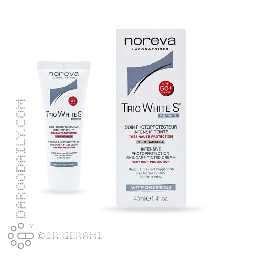 کرم ضد آفتاب رنگی تریو وایت اس SPF 50 نوروا 40 میلی لیتری