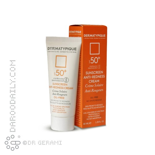 کرم ضد آفتاب بی‌ رنگ پوست قرمز و حساس SPF50 درماتیپیک 40 میلی لیتری