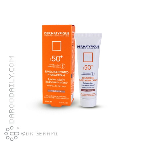 کرم ضد آفتاب هیدرا بژ طلایی پوست خشک +SPF50 درماتیپیک 50 میلی لیتری