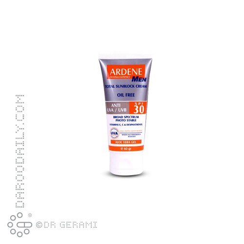 کرم ضد آفتاب آقایان فاقد چربی SPF30 آردن 60 گرمی