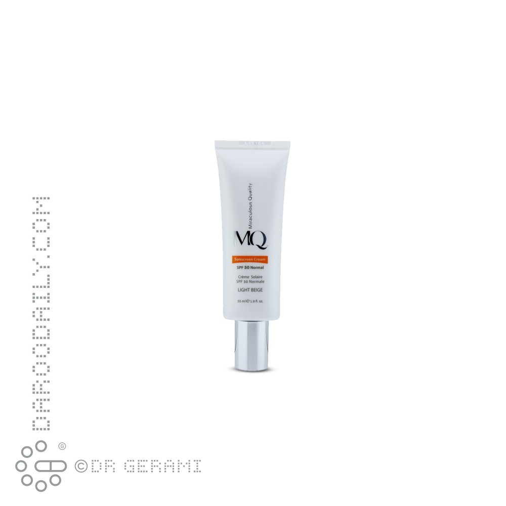 کرم ضد آفتاب بژ روشن پوست خشک و نرمال SPF50 ام کیو 55 میلی لیتری