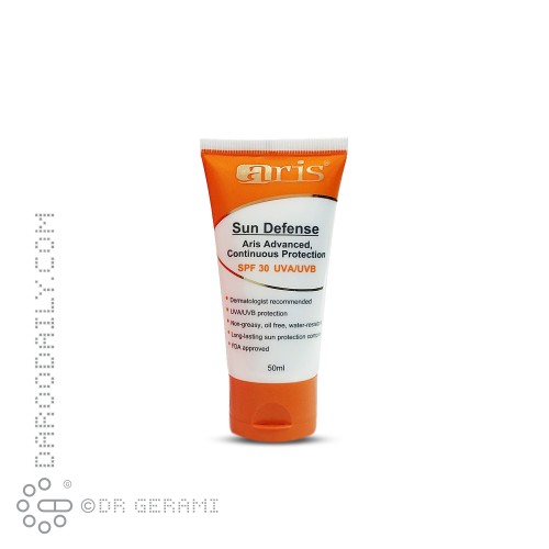 کرم ضد آفتاب بی رنگ فاقد چربی SPF30 آریس 50 میلی لیتری