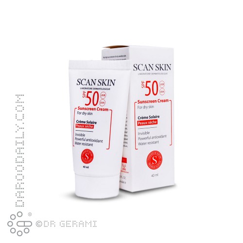 کرم ضد آفتاب بی رنگ پوست خشک SPF50 اسکن اسکین 40 میلی لیتری