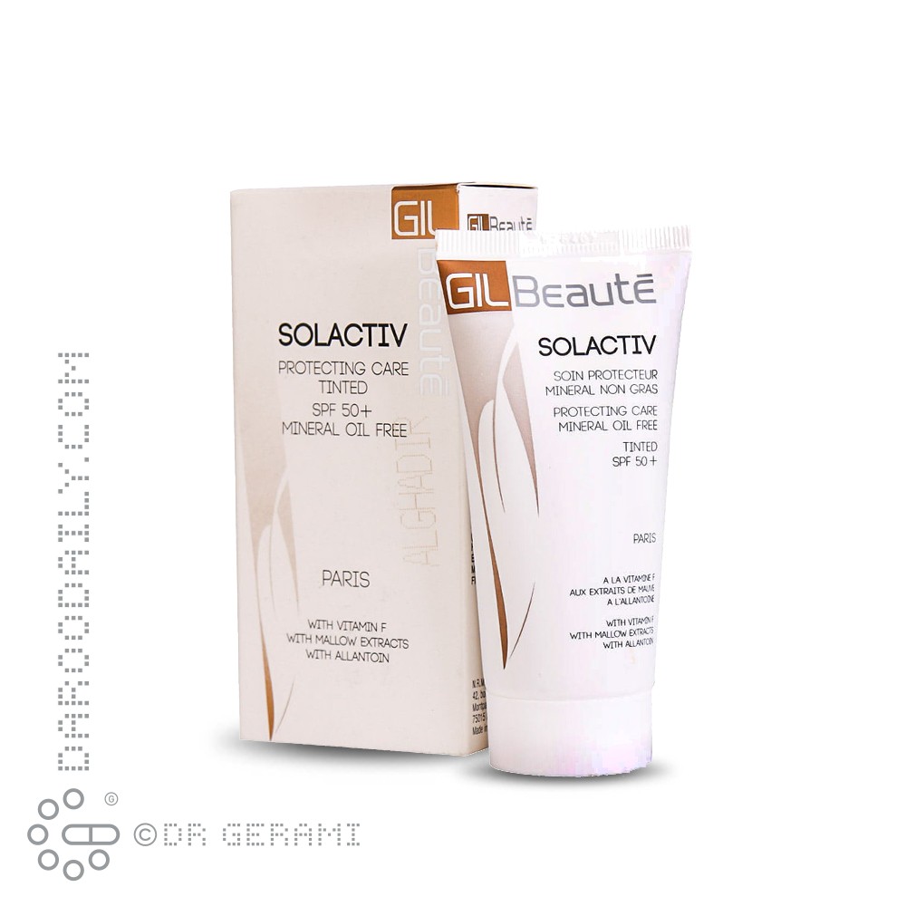 کرم ضد آفتاب بژ تیره مینرال فاقد چربی مدل Solactiv با SPF50 ژیل بوته 50 میلی لیتری