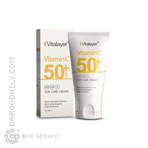 کرم ضد آفتاب بی رنگ فاقد چربی ویتامین C با SPF50 ویتالیر 40 میلی لیتری